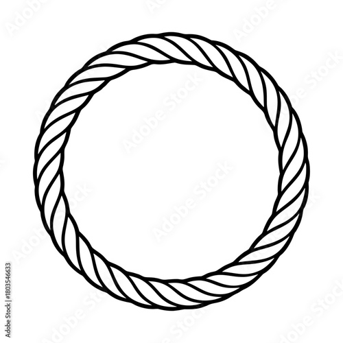Black and White Circular Rope Border or Nautical Frame Vector
