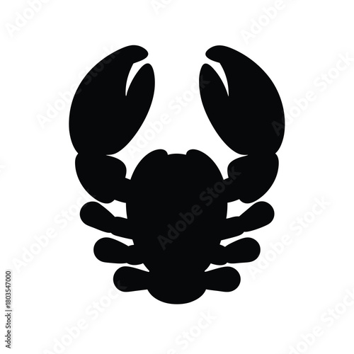 Bold black lobster icon minimal vector graphic design