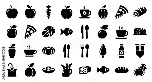 set of icons of food