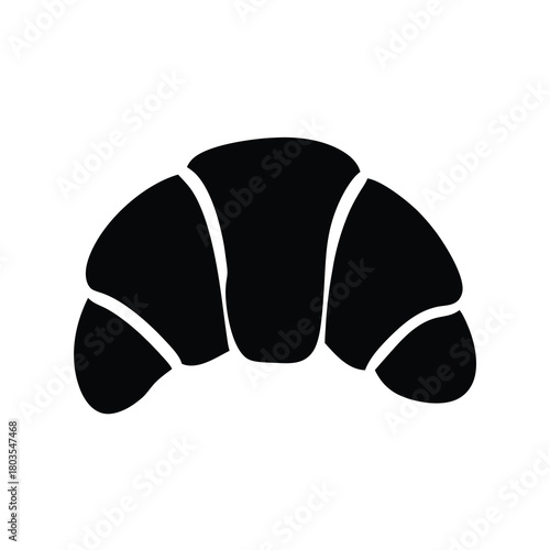 Black croissant vector icon for web and print design