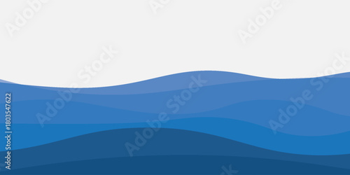 Blue layered sea or ocean waves with various gradient effects. illustration modern.