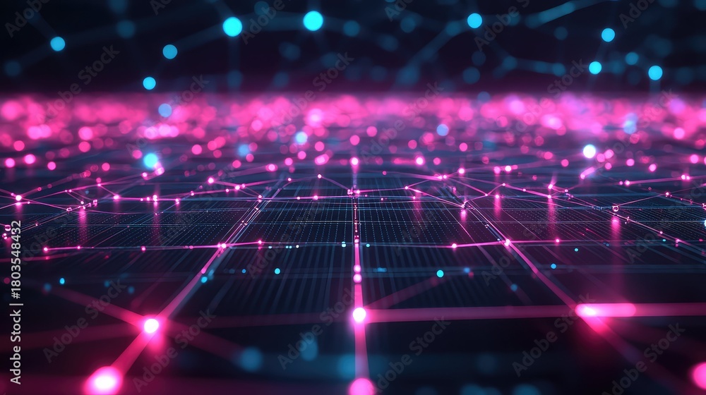 Fototapeta premium Digital network connecting data points in an abstract grid