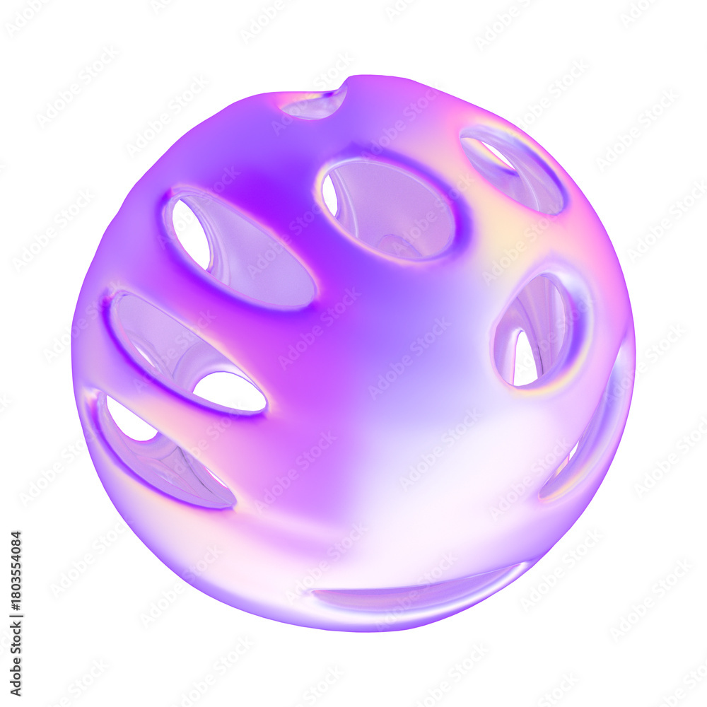 Fototapeta premium Abstract Hollow 3D Sphere with Gradient Purple and Pink Glossy Surface