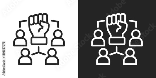 Empowerment Icon In Black And White Outline Style