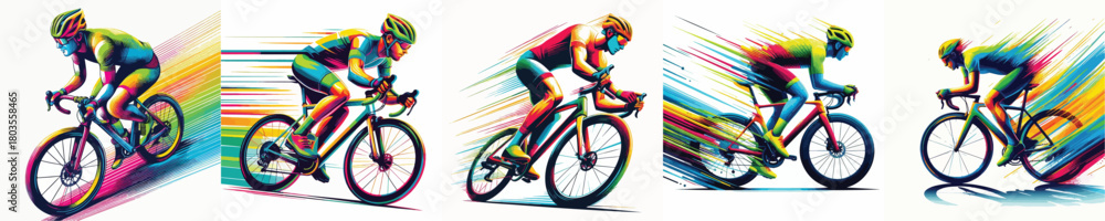 Fototapeta premium vector image of a man cycling with a white background