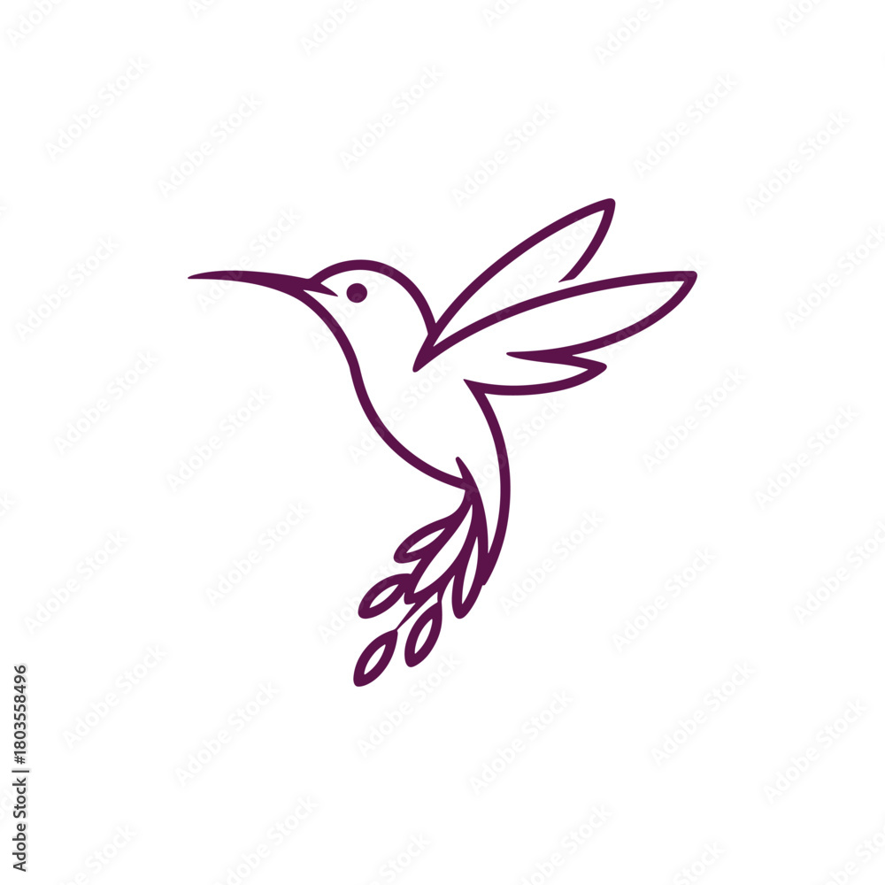Obraz premium Flying Humming Bird Logo Vector
