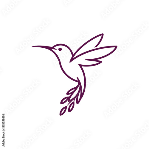 Flying Humming Bird Logo Vector