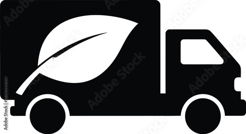 Eco delivery truck with leaf for green transport