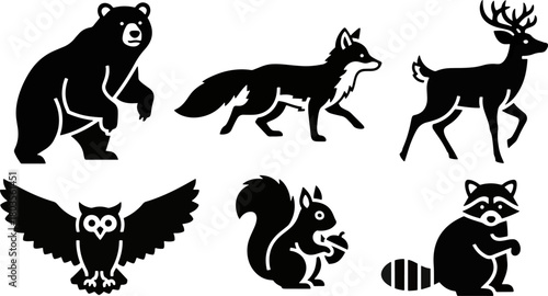 Wildlife silhouette illustrations with diverse fauna