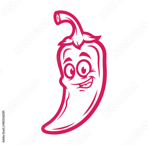 Friendly cartoon chili pepper mascot smiling with a happy expression vector illustration