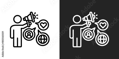Public Relation Icon In Black And White Outline Style