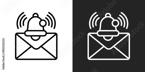 Notification Icon In Black And White Outline Style