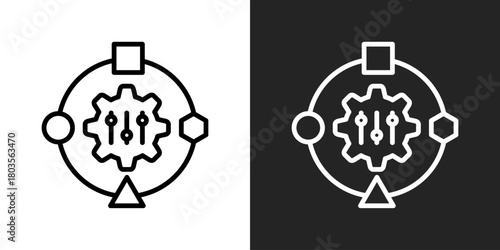 Adapt Icon In Black And White Outline Style