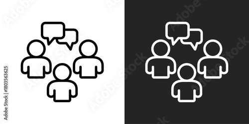 Discussion Icon In Black And White Outline Style