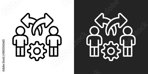 Change Management Icon In Black And White Outline Style