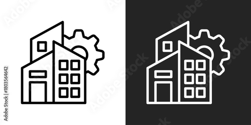 Company Icon In Black And White Outline Style