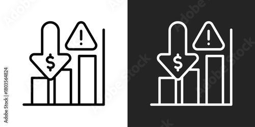 Crisis Icon In Black And White Outline Style