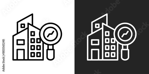 Analysis Icon In Black And White Outline Style