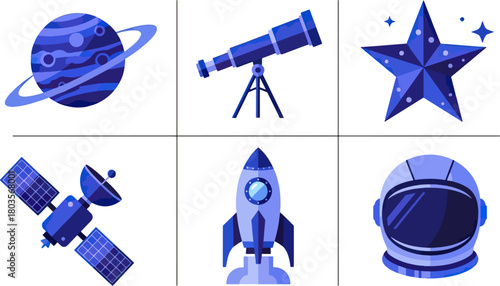 Cosmic illustrations astronomy elements space exploration concepts