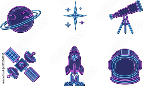 Cosmic illustrations vector set of space elements and objects