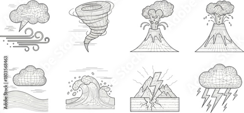 Weather elements illustration various natural phenomena