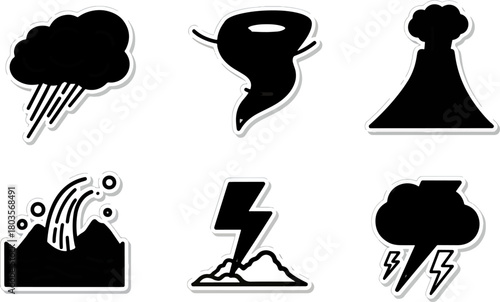 Weather icons vector set cloud lightning storm isolated