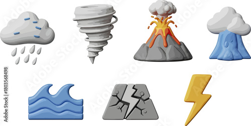 Weather icons set representing natural phenomena and elements