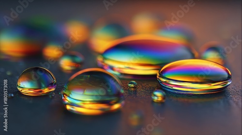 Wallpaper Mural Iridescent water drops creating beautiful rainbow light reflections Torontodigital.ca