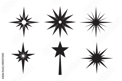 Collection of six Silhouette vector star icons