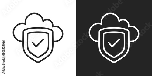 Security Icon In Black And White Outline Style