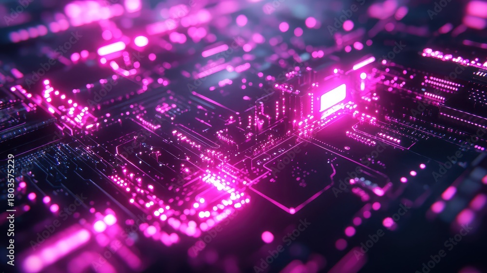 Fototapeta premium Glowing circuit board representing digital data processing and technology