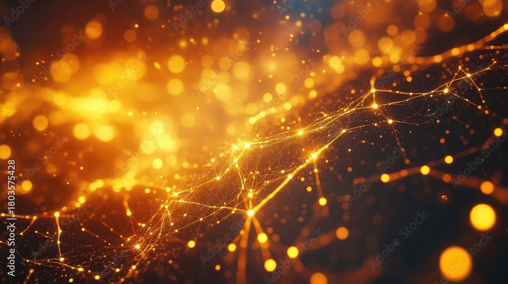 Obraz premium Digital network connecting data points in abstract light grid