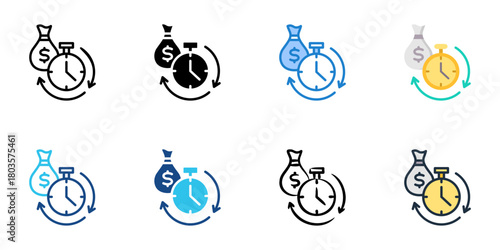 Loan terms icon set multiple style collection 
