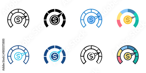 Credit score icon set multiple style collection 
