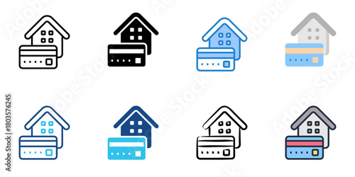 Mortgage payment icon set multiple style collection 
