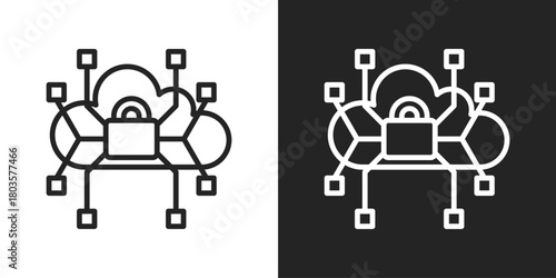 Encryption Icon In Black And White Outline Style