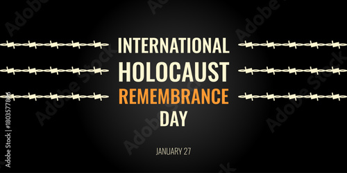 International Holocaust Remembrance Day horizontal banner. Memorial vector illustration