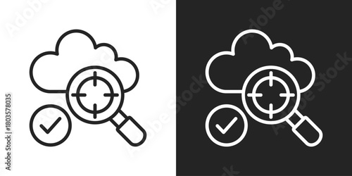 Detection Icon In Black And White Outline Style