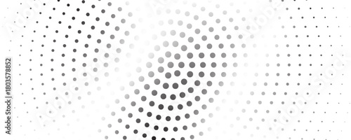 Concentric dotted noise gradient texture. Radial halftone grain background. Comic pop art backdrop for poster, banner, cover, print. Grunge fading overlay wallpaper. Vector cartoon grid patern texure