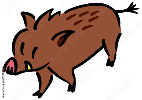 かわいい成獣のイノシシ。アイソメトリック図。