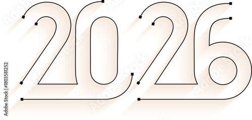 Outlined illustration of the year 2026 with minimal design