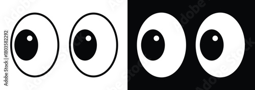 Cartoon eyes looking in opposite directions on contrasting backgrounds