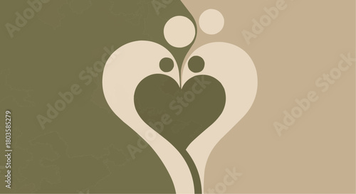 Abstract family love symbol in earth tone colors  