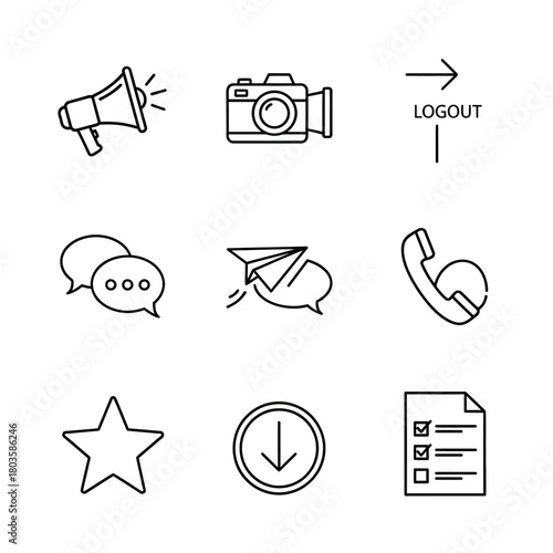 Glyph style icons with a consistent stroke weight