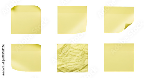 Six Yellow Sticky Notes with Different Styles post-it notes