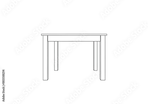 Outline drawing of a simple fourlegged rectangular table from a front view