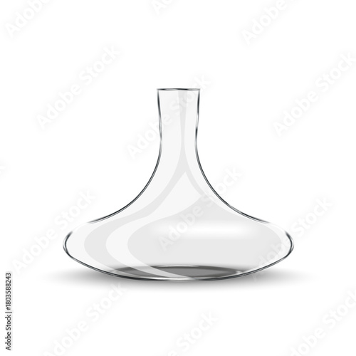 Empty transparent glass decanter or realistic vase 3d vector blank mockup isolated on white front view, clear perfume diffuser bottle container template for aroma sticks or interior decoration.
