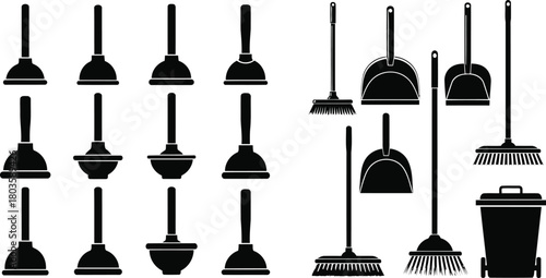 Comprehensive Set of Household Cleaning Tools for Effective Maintenance and Hygiene