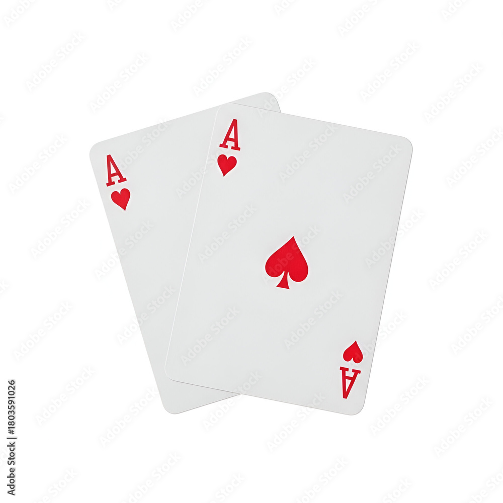 Obraz premium Two Aces of Spades and Hearts Playing Cards gambling