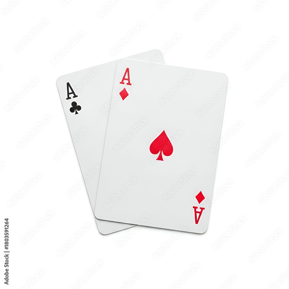 Obraz premium Two Aces Playing Cards on White Background ace of spades